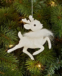 Holiday Lane Iced Delight White Deer With Feathers Ornament, Macy's Exclusive