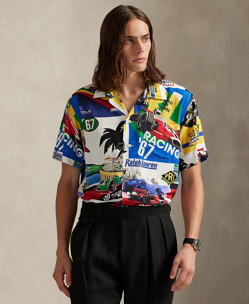 Polo Ralph Lauren Men's Classic-Fit Racing-Print Camp Shirt