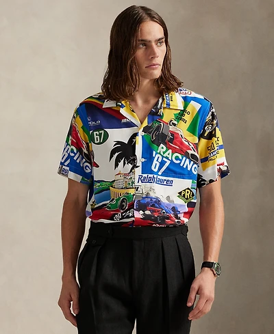 Polo Ralph Lauren Men's Classic-Fit Racing-Print Camp Shirt