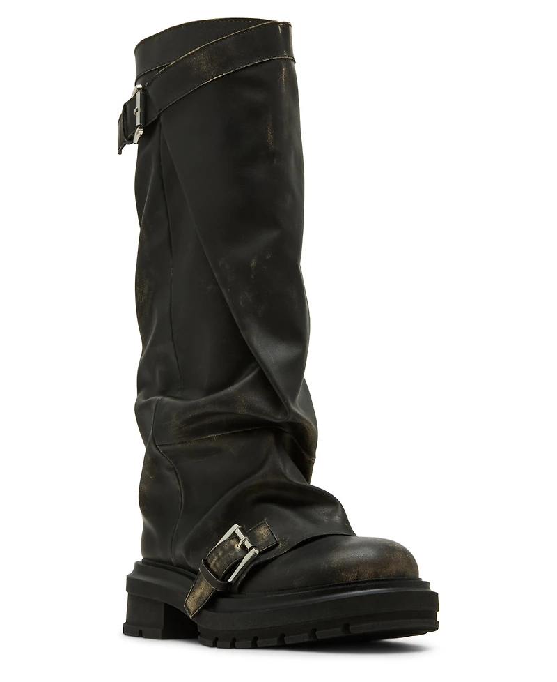 Madden Girl Women's Restore Knee-High Slouchy Lug-Sole Moto Boots
