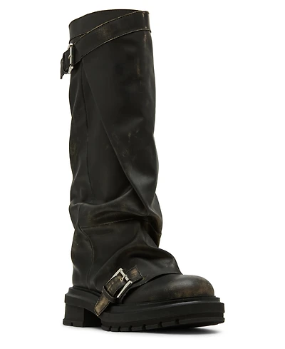 Madden Girl Women's Restore Knee-High Slouchy Lug-Sole Moto Boots