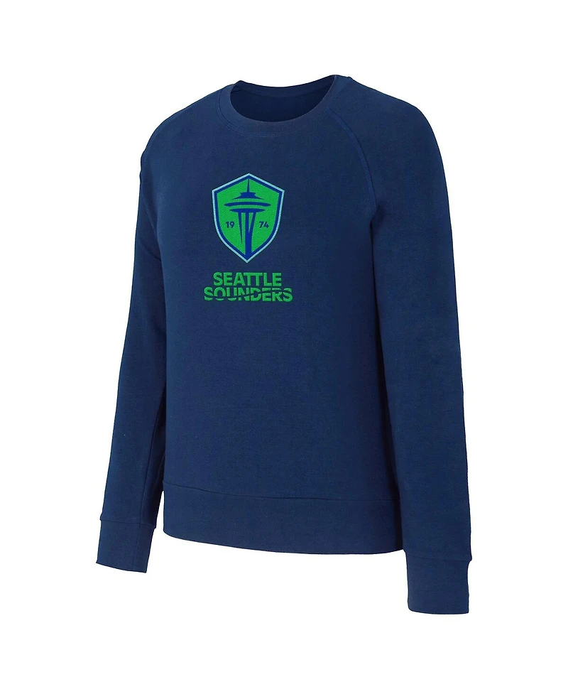 Concepts Sport Women's Blue Seattle Sounders Fc Elevation Tri-Blend Long Sleeve Sweatshirt