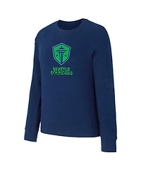 Concepts Sport Women's Blue Seattle Sounders Fc Elevation Tri-Blend Long Sleeve Sweatshirt