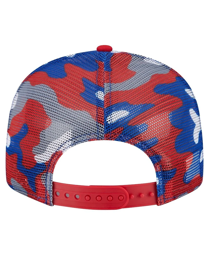 New Era Men's Blue/Red New York Rangers Camo Meshback 9FIFTY Snapback Hat
