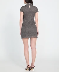 Guess Women's Metallic Mock-Neck Sheath Dress