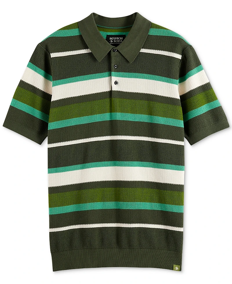 Scotch & Soda Men's Short Sleeve Striped Polo Shirt