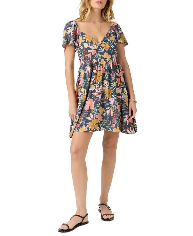 O'Neill Juniors' Carina Floral-Print V-Neck Mini Dress