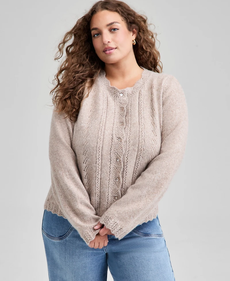 And Now This Trendy Plus Pointelle Knit Cardigan, Macy's Exclusive