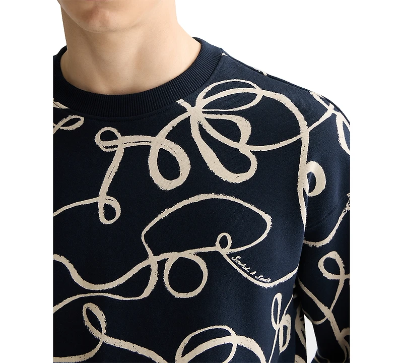 Scotch & Soda Men's Relaxed Fit Long Sleeve Ribbon Print Sweatshirt
