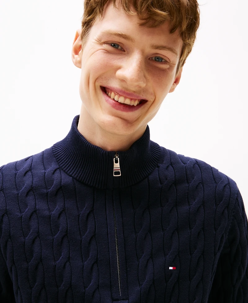 Tommy Hilfiger Men's Long-Sleeve Cable Knit Quarter-Zip Sweater