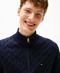 Tommy Hilfiger Men's Long-Sleeve Cable Knit Quarter-Zip Sweater