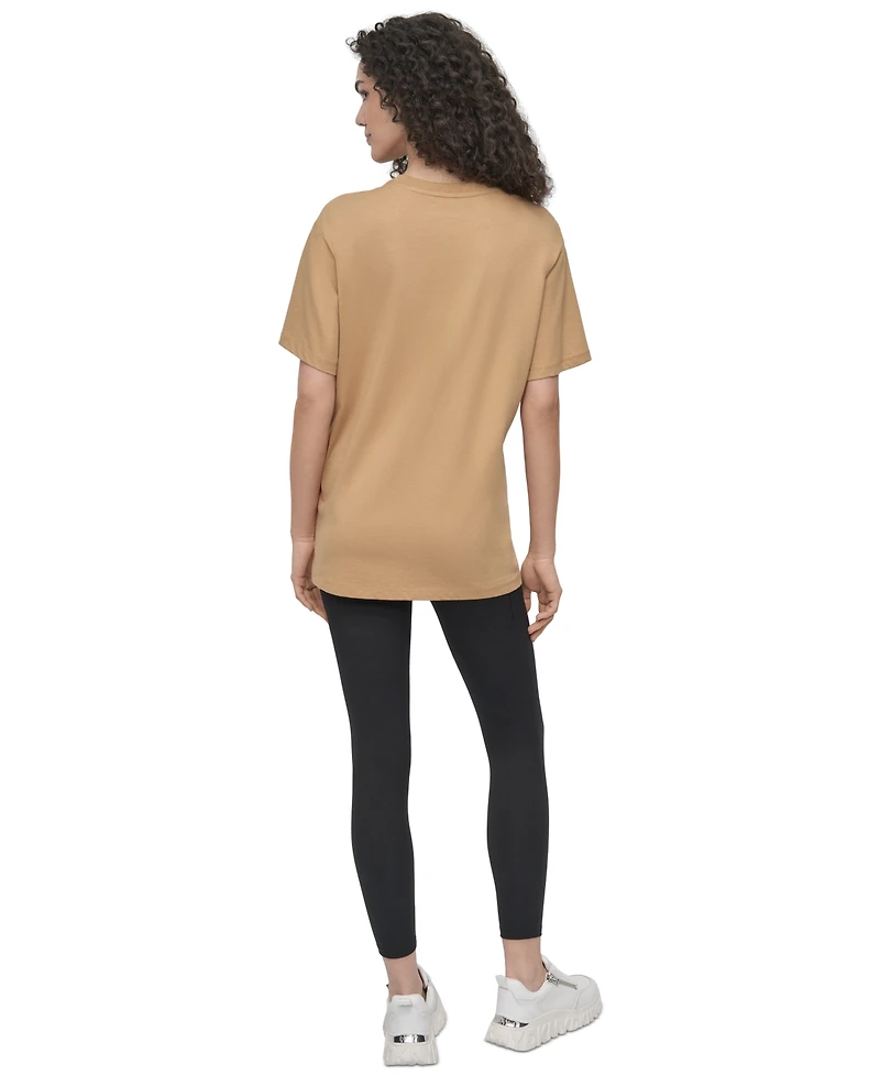 Dkny Sport Women's Varsity Satin Logo Oversized Cotton T-Shirt
