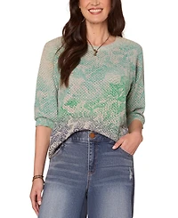 Democracy Petite Printed Dolman-Sleeve Sweater