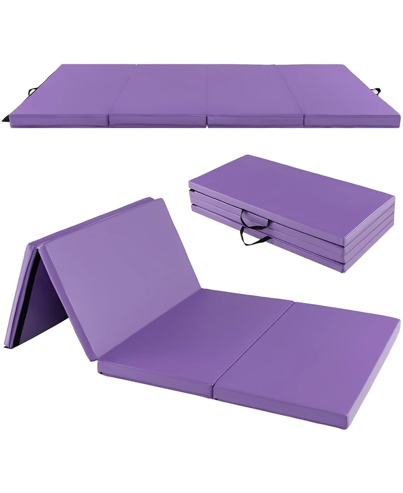 Akiudex Folding Gymnastics Mat with Carry Handles and Sweatproof Detachable Pu Leather Cover