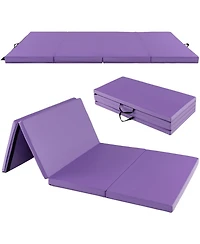 Akiudex Folding Gymnastics Mat with Carry Handles and Sweatproof Detachable Pu Leather Cover