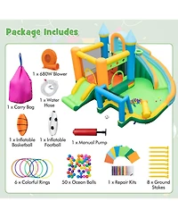 Gymax Inflatable Water Slide Kids Blow up Water Park with Climbing Wall Blower Included