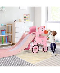 4 in 1 Foldable Baby Slide Toddler Climber Slide PlaySet w/ Ball