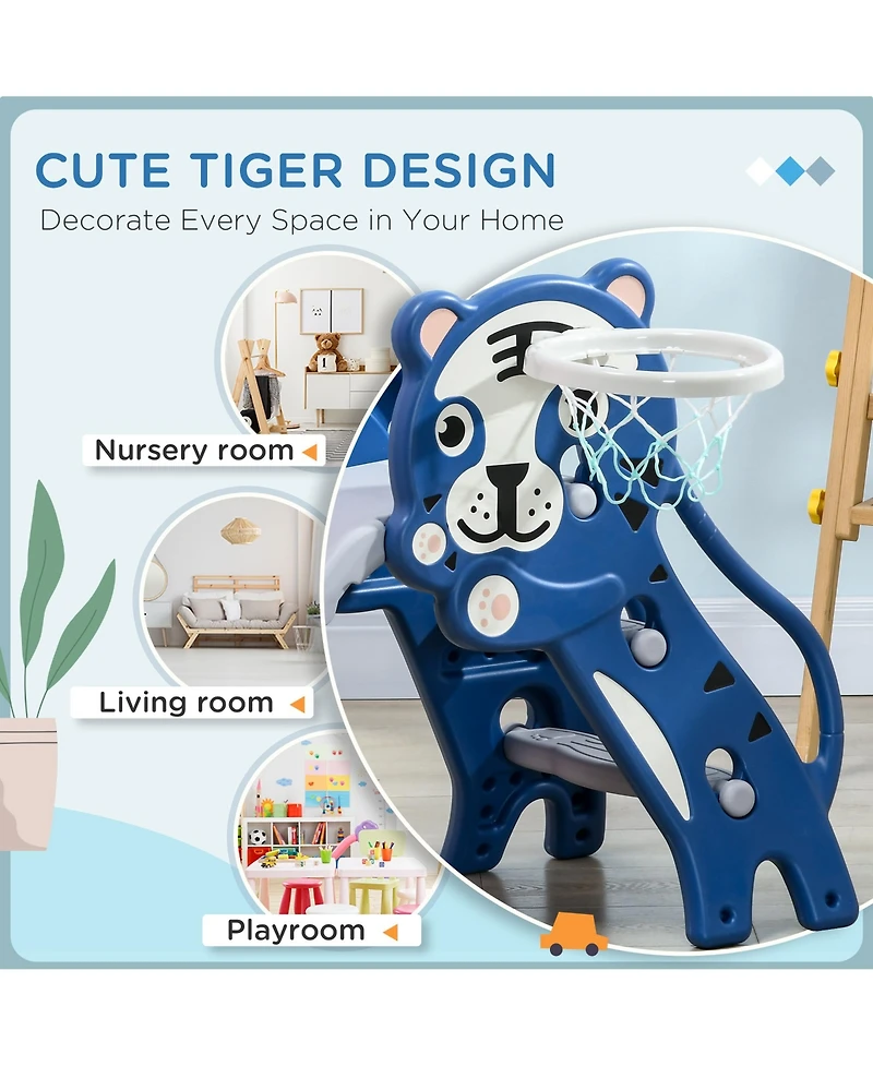 Cesicia 2 in 1 Toddler Slide for Indoors, Toy for Toddler, Easy Set Up Baby Slide with Basketball Hoop for Kids 18-36 Months