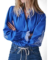 Cape Cove Women's Jewel Trim Cotton Carla Blouse