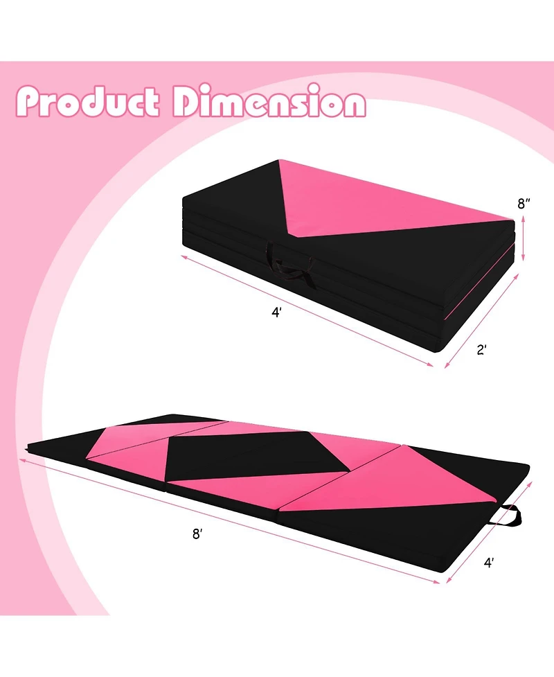 Akiudex 8 Ft Pu Leather Folding Gymnastics Mat with Hook and Loop Fasteners