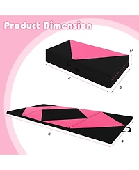 Akiudex 8 Ft Pu Leather Folding Gymnastics Mat with Hook and Loop Fasteners