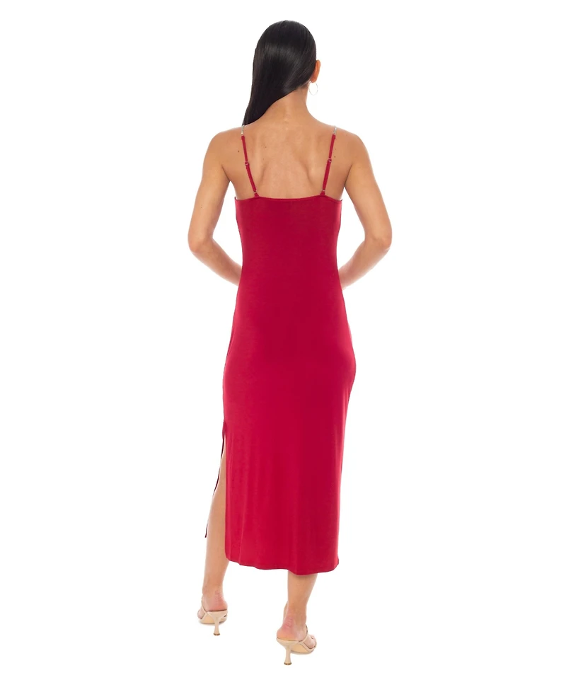 Bebe Women's Jersey Cowl Maxi with Rhinestone Strap