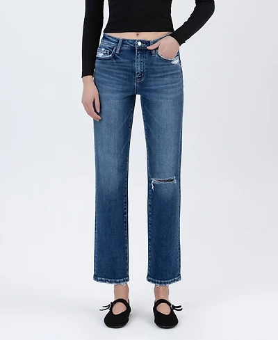 Flying Monkey Women's High Rise Ankle Straight Jeans