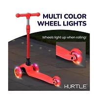 Lightweight and Adjustable Mini Kickboard Scooter with Led Light Wheel for Kids (Red)