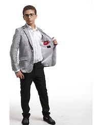 Elie Balleh Toddler Grey Slim Fit Crushed Velvet Blazer Jacket