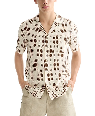 Scotch & Soda Men's Relaxed Fit Short Sleeve Printed Button-Front Camp Shirt