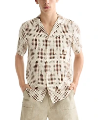 Scotch & Soda Men's Relaxed Fit Short Sleeve Printed Button-Front Camp Shirt