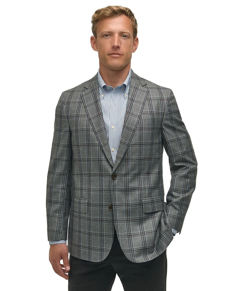 Brooks Brothers Men's Classic-Fit Wool-Blend Plaid Sport Coat