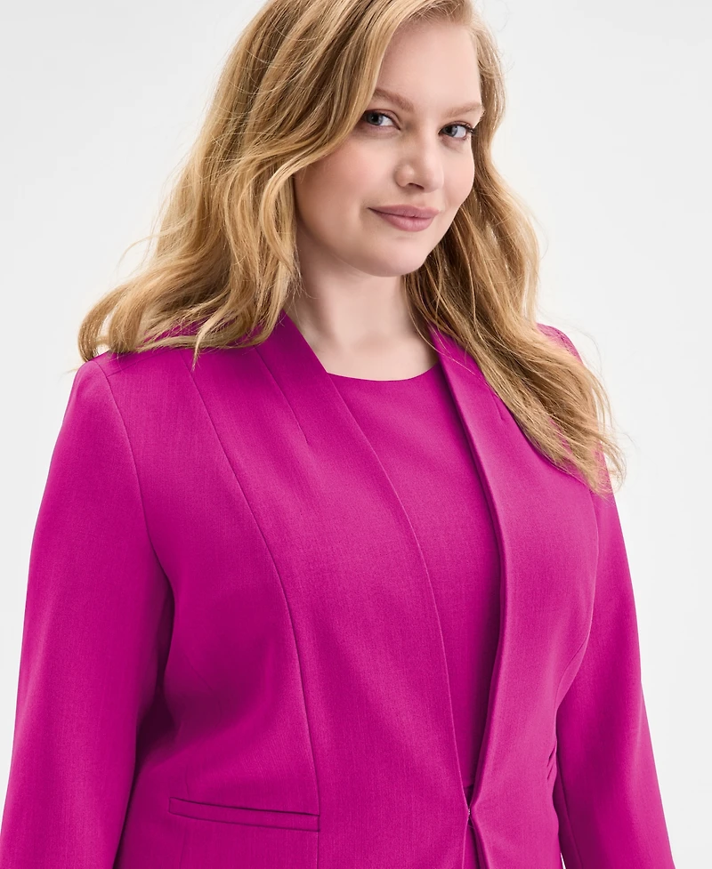 Kasper Plus Collarless 3/4-Sleeve Blazer