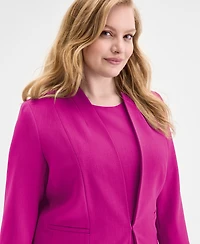 Kasper Plus Collarless 3/4-Sleeve Blazer