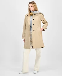 London Fog Women's Hooded Scarf Trench Coat