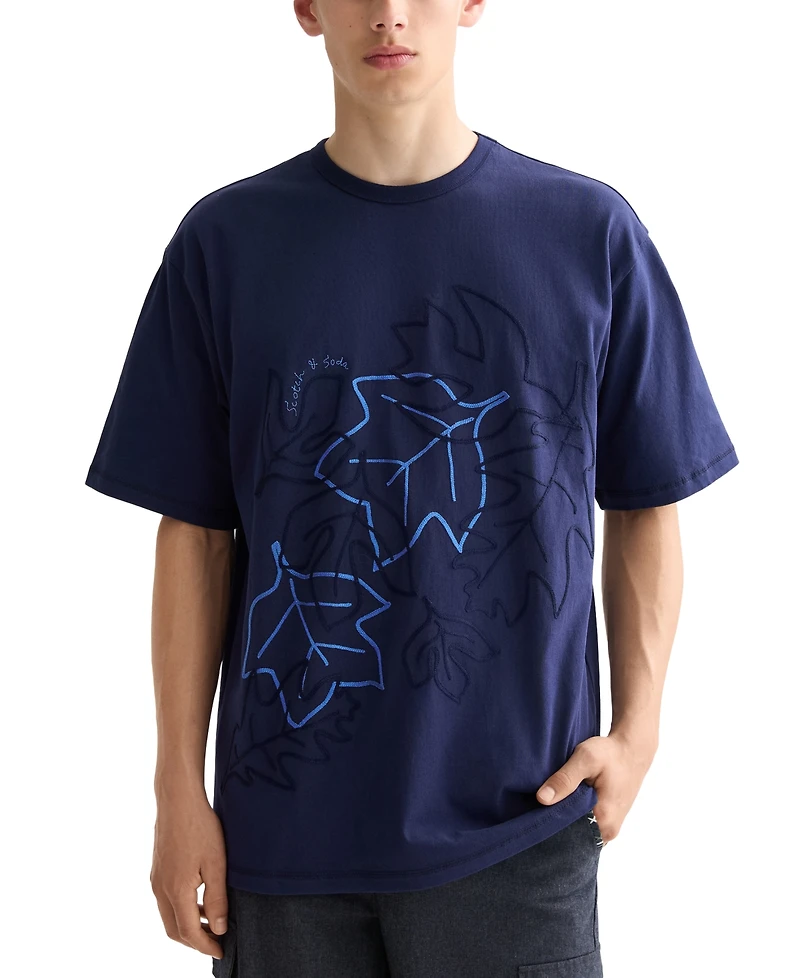 Scotch & Soda Men's Relaxed Fit Short Sleeve Embroidered T-Shirt