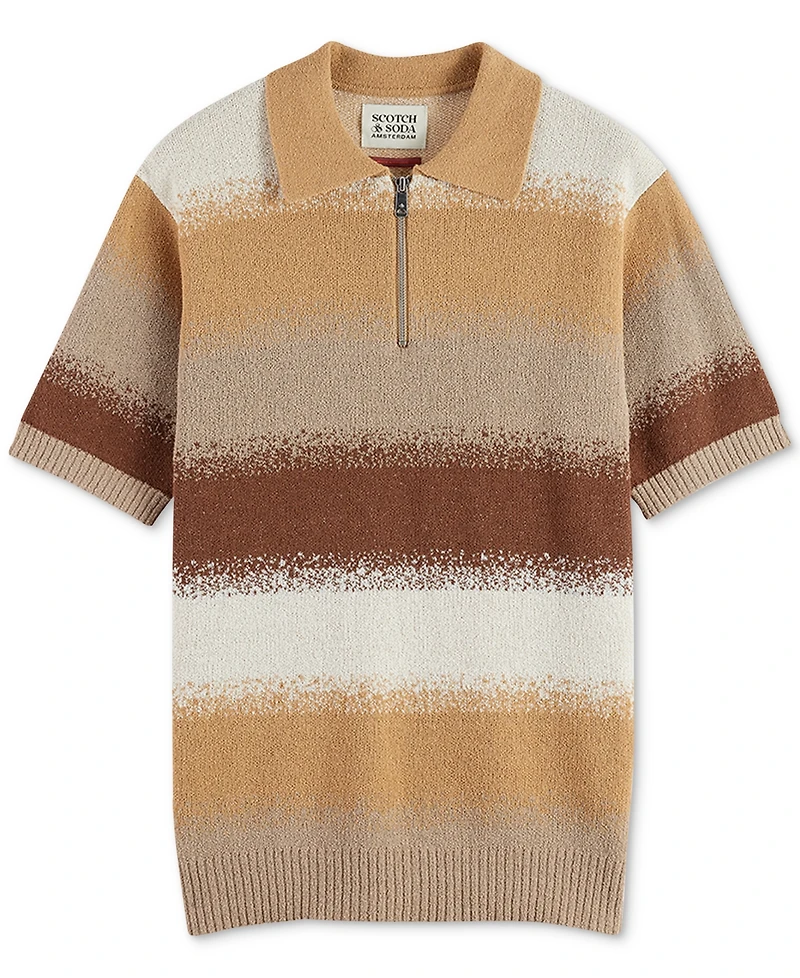 Scotch & Soda Men's Relaxed Fit Short Sleeve Striped Polo Shirt