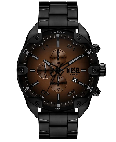 Diesel Men's Spiked Quartz Chronograph Black Stainless Steel Watch, 49mm