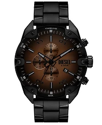 Diesel Men's Spiked Quartz Chronograph Black Stainless Steel Watch, 49mm