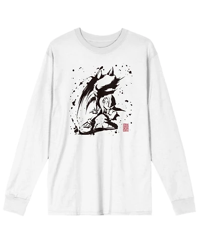 Sonic the Hedgehog Men's Ink Blot Knuckles White Long Sleeve Shirt