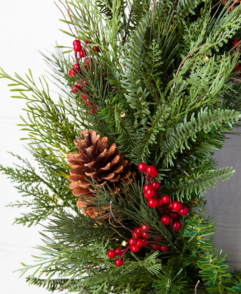 Balsam Hill 28" Outdoor Berry Pine Pre-Lit Wreath