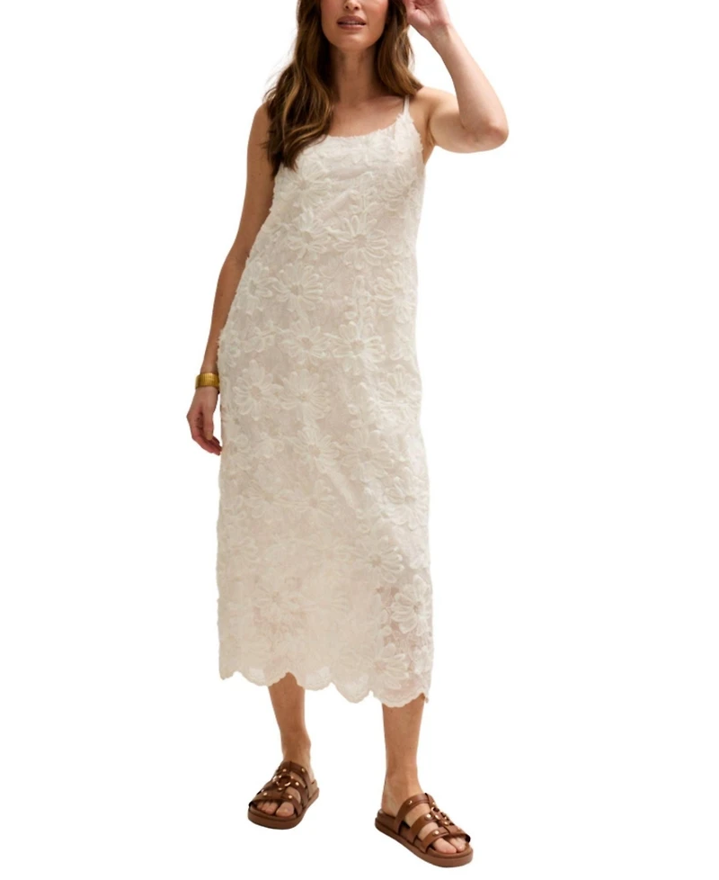 Lily and Lionel London Women's Spaghetti Strap Ribbon Work Midi Dress