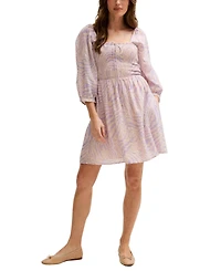Lily and Lionel London Women's Lucy Shirred Bodice Banana Check Print Mini Dress