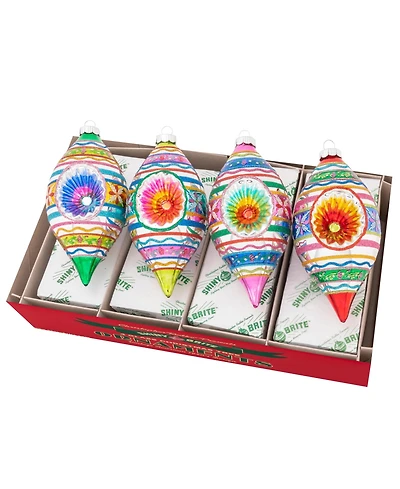 Shiny Brite Christmas Confetti Reflector Tulips, Set of 4