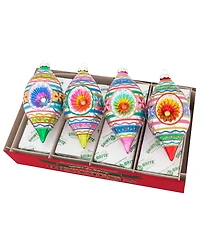 Shiny Brite Christmas Confetti Reflector Tulips, Set of 4