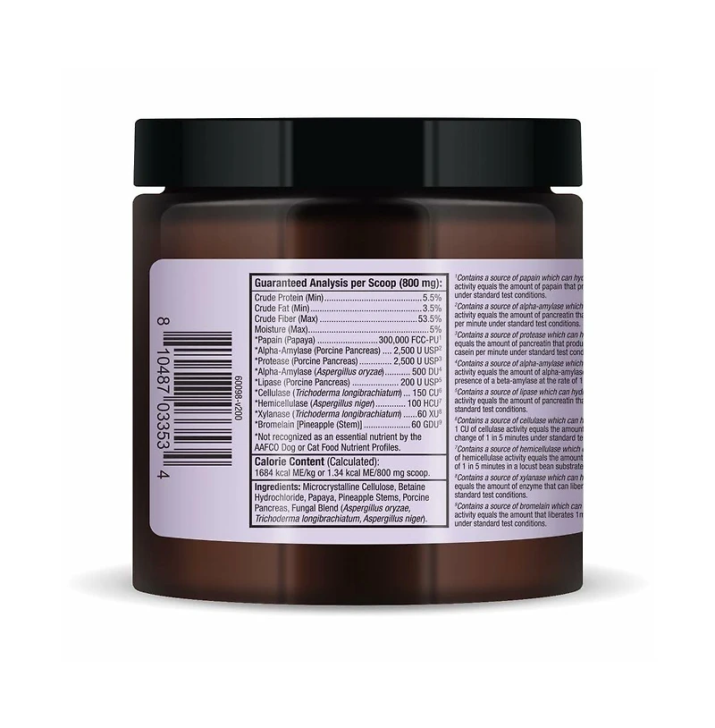 Bark & Whiskers Digestive Enzymes Kibble Diet, for Dogs & Cats, 4.23 oz. (120 g), 150 Scoops, Promotes Carb & Starch Breakdown, Veterinarian Formulate