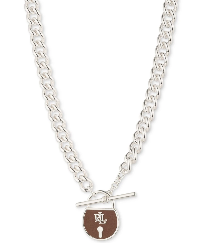 Lauren Ralph Lauren Leather Padlock 16" Pendant Necklace