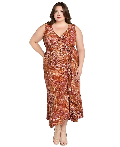 R & M Richards Plus V-Neck Sleeveless Maxi Dress