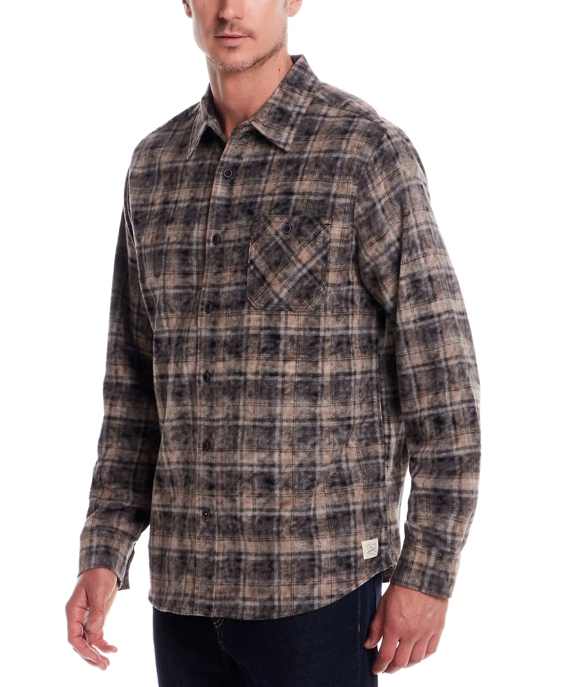 Weatherproof Vintage Men's Long Sleeve Distressed Flannel Button-Front Shirt