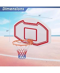 Large Wall Mounted Basketball Hoop with 36" x 24" Shatter-proof Backboard or Kids